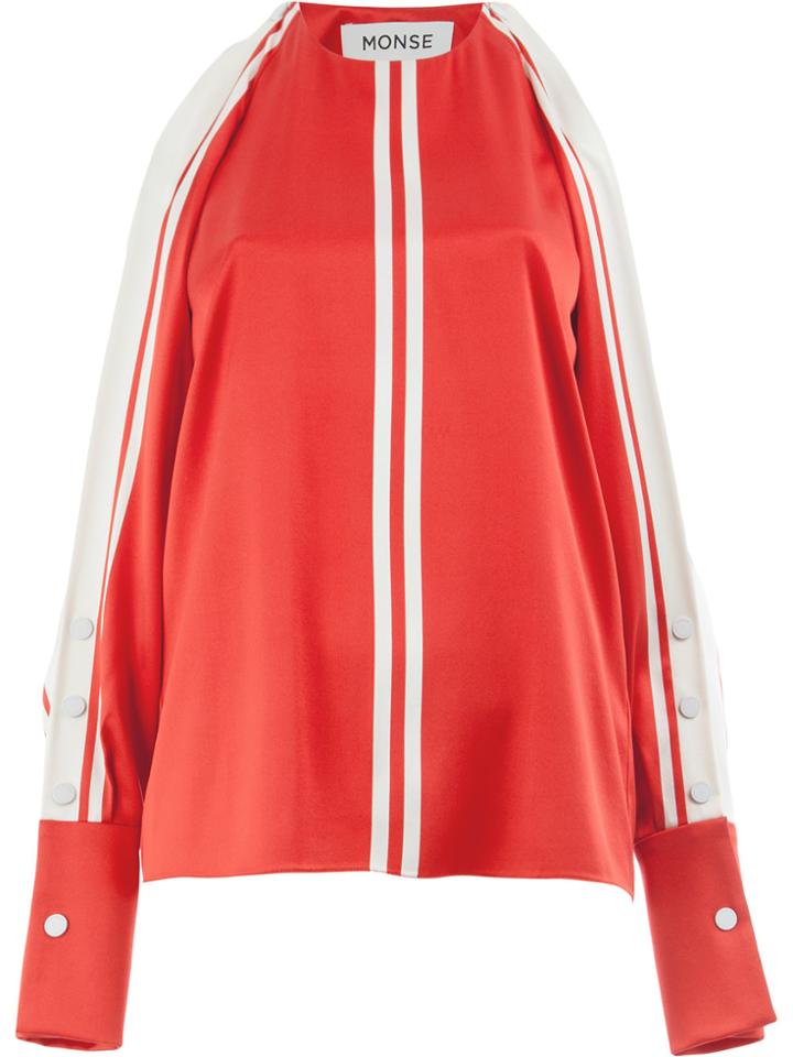 Monse Striped Cold-shoulder Blouse - Red