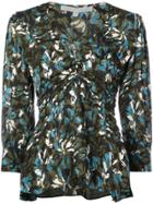 Veronica Beard V-neck Ruched Blouse - Green