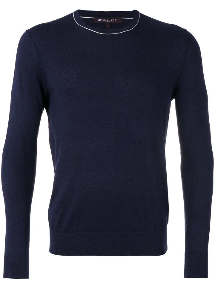Michael Kors - Crew Neck Sweater - Men - Silk/cotton - Xl, Blue, Silk/cotton