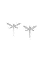 Anapsara 18kt Gold Dragonfly Diamond Stud Earrings - Metallic