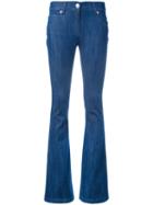 Logo Plaque Flared Jeans - Women - Cotton/polyurethane - 26, Blue, Cotton/polyurethane, Pierre Balmain