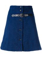 Sonia Rykiel - Buttoned A-line Skirt - Women - Cotton/polyester/brass - 38, Blue, Cotton/polyester/brass