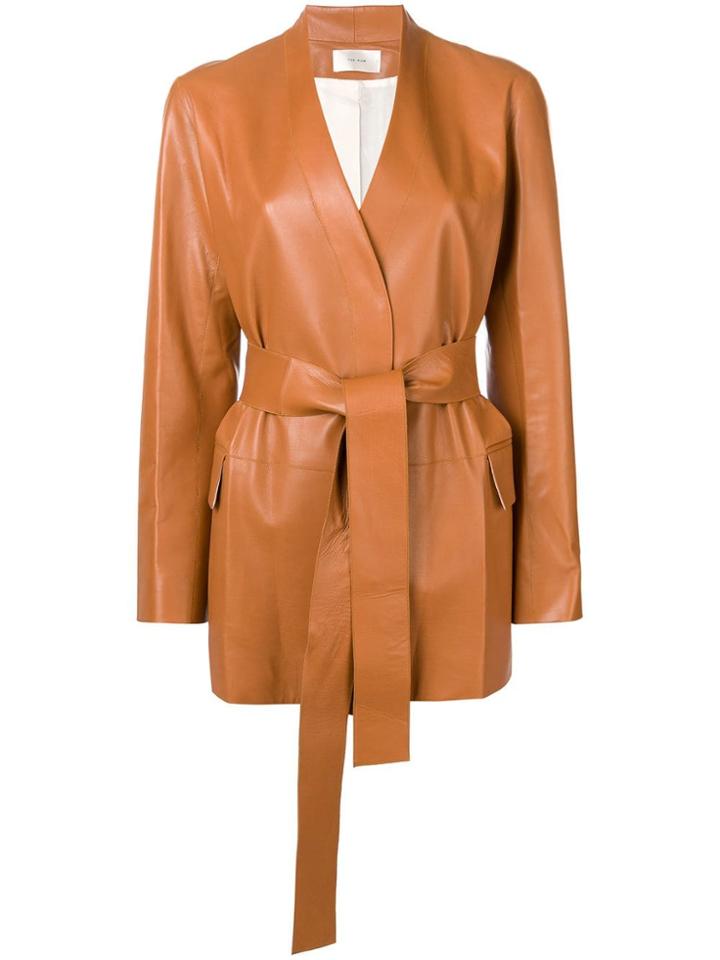 The Row Tied Leather Jacket - Brown