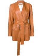 The Row Tied Leather Jacket - Brown