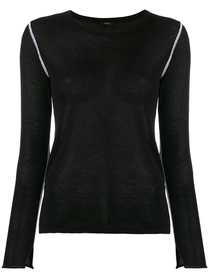 Joseph Contrast Stitch Jumper - Black