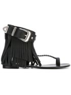 Giuseppe Zanotti Design Fringed Sandals, Women's, Size: 37, Black, Leather