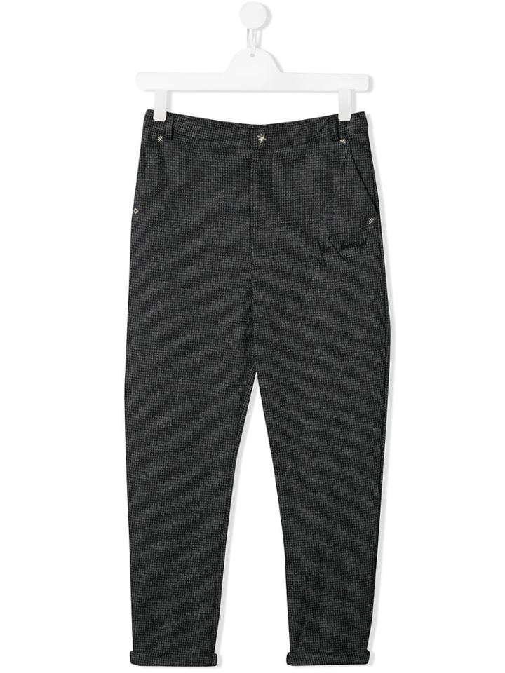John Richmond Junior Teen Houndstooth Pattern Trousers - Black