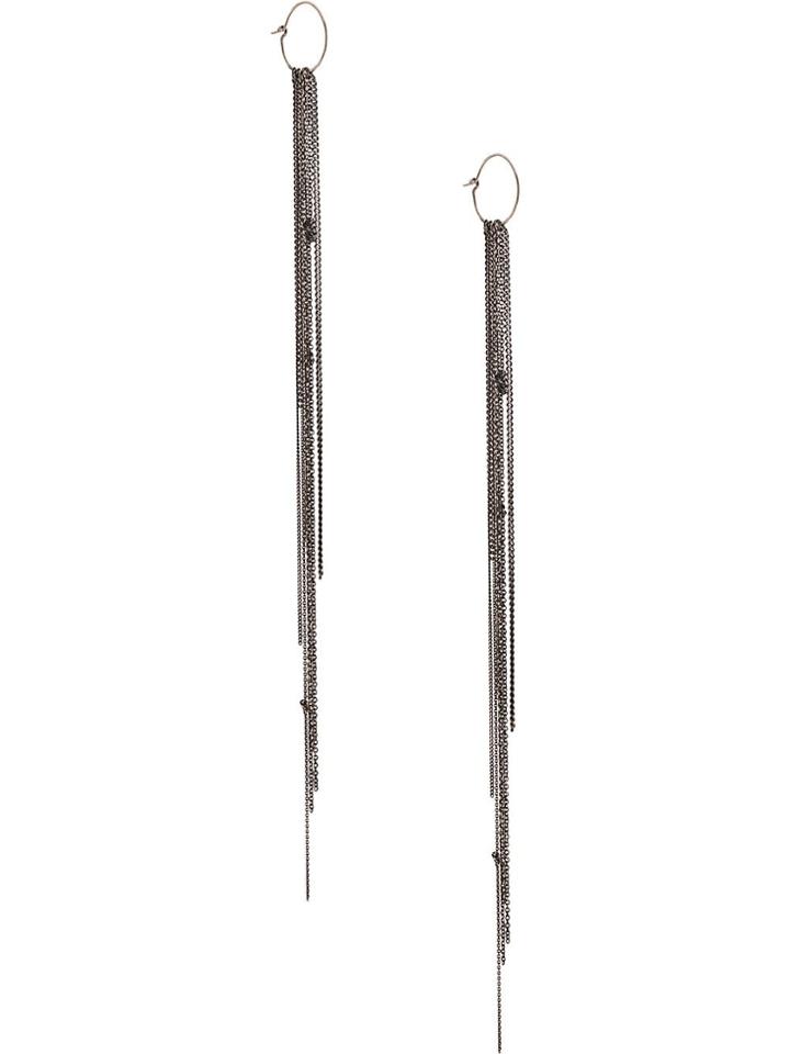 Ann Demeulemeester Long Chain Hoop Earring - Silver