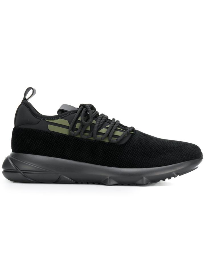 Emporio Armani Side Logo Printed Sneakers - Black