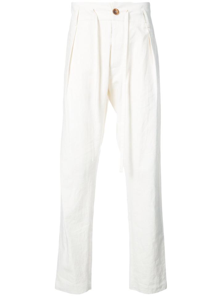 Daniel Andresen Pleated Straight Trousers - White