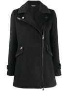 Liu Jo Stud-embellished Collared Coat - Black