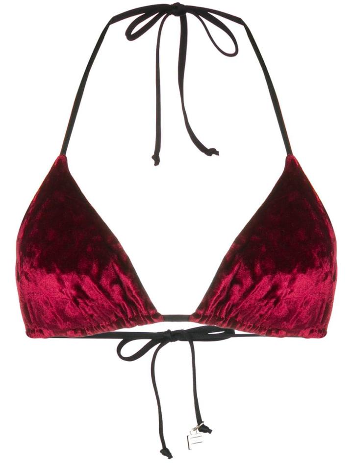 Fisico Velvet Halter Neck Bikini Top - Red