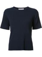 Ryan Roche Ribbed T-shirt, Women's, Size: Small, Blue, Polyester/cashmere