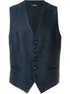 Tagliatore Textured Single Breasted Waistcoat - Blue