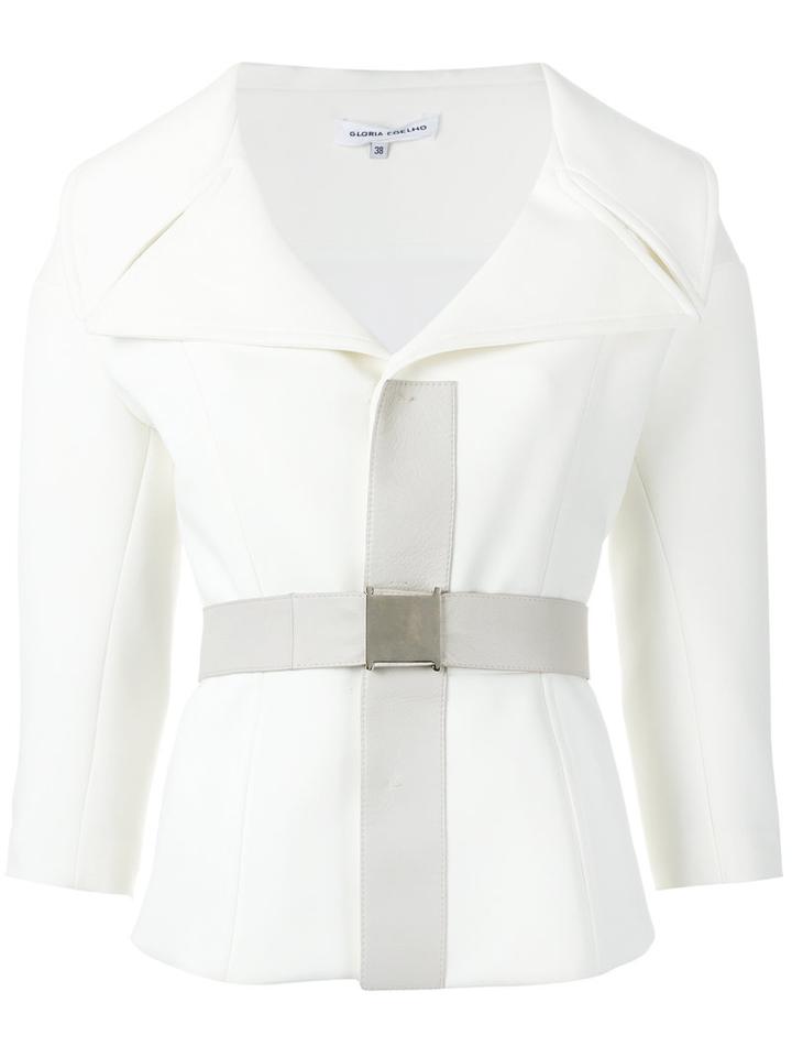 Gloria Coelho Neoprene Jacket, Women's, Size: 42, White, Polyester/spandex/elastane