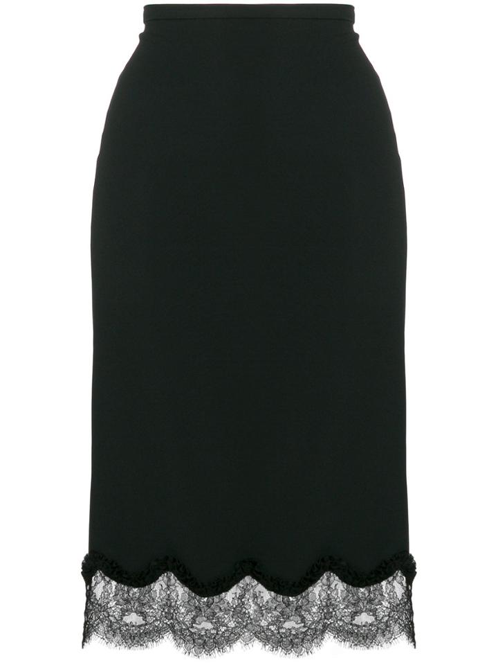 Rochas Scalloped Lace Trim Skirt - Black