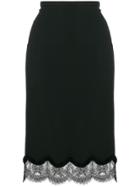 Rochas Scalloped Lace Trim Skirt - Black