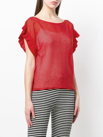 Chiara Bertani Frill Trim Knit Top - Red