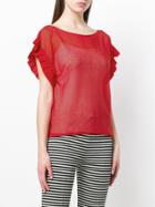 Chiara Bertani Frill Trim Knit Top - Red