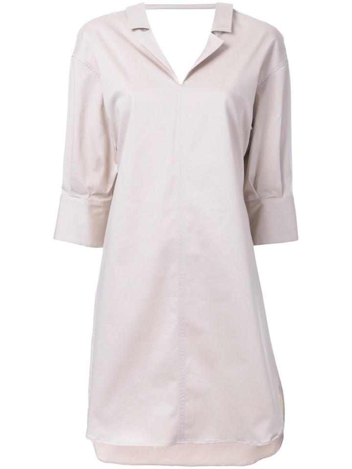 Maison Mihara Yasuhiro Scoop Back Shirt Dress - Brown