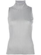 Eleventy Ribbed Turtleneck Tank Top, Women's, Size: Small, Grey, Silk