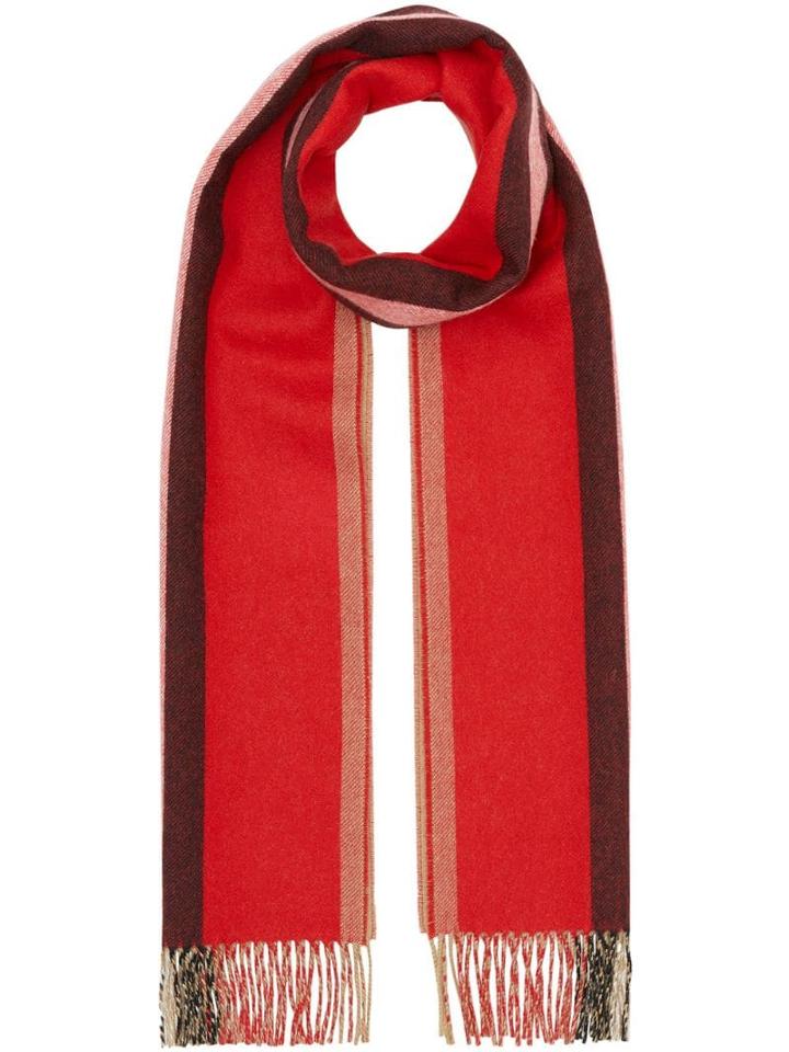 Burberry Reversible Icon Stripe Cashmere Scarf - Red
