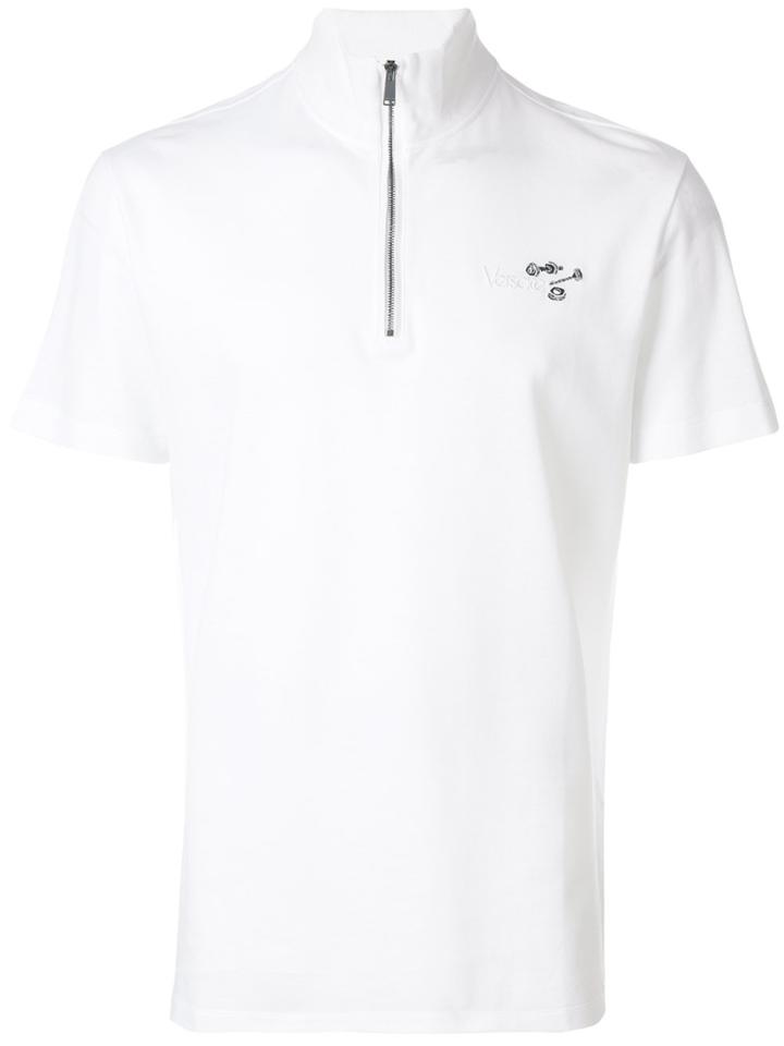 Versace Zipped Polo Shirt - White