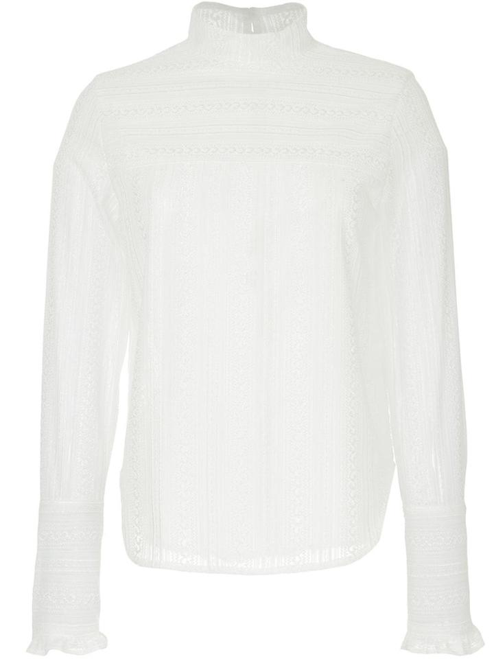 Le Ciel Bleu Neck Frill Blouse - White