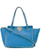 Valentino Vaentino Garavani Rockstud Trapeze Tote, Women's, Blue, Calf Leather