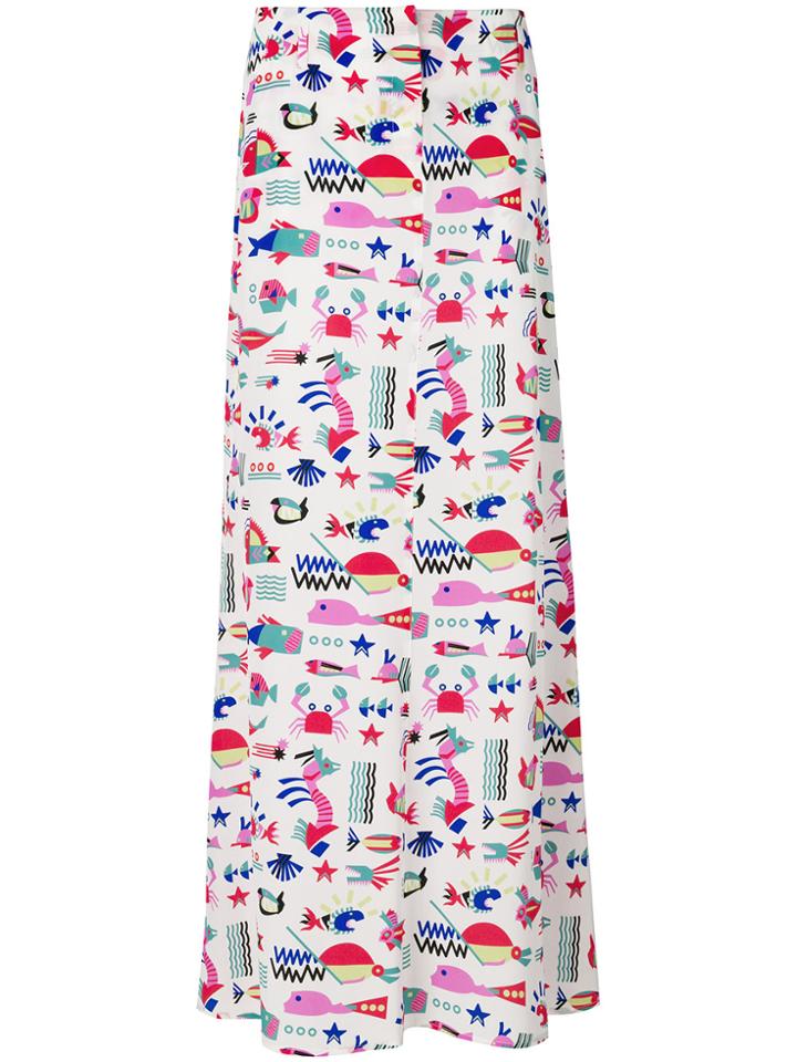 Emporio Armani Printed Maxi Skirt - White