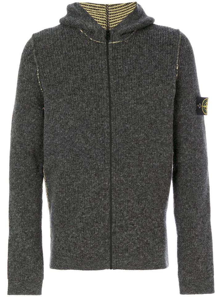 Stone Island - Zip Up Hooded Cardigan - Men - Polyamide/spandex/elastane/wool/polyacrylic - L, Grey, Polyamide/spandex/elastane/wool/polyacrylic