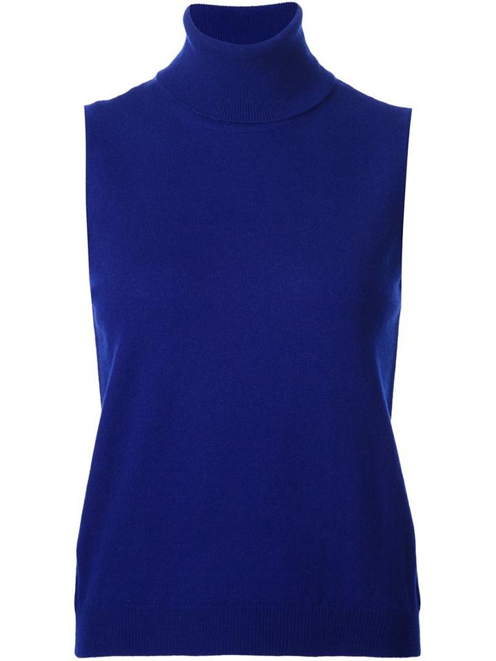 Maison Margiela Knitted Turtleneck Top, Women's, Size: Small, Blue, Wool