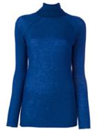 Haider Ackermann Ribbed Roll Neck Jumper, Women's, Size: Large, Blue, Polyamide/viscose/wool/virgin Wool