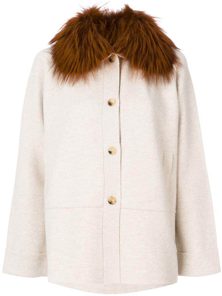 Cividini Fur Cape Coat - Nude & Neutrals