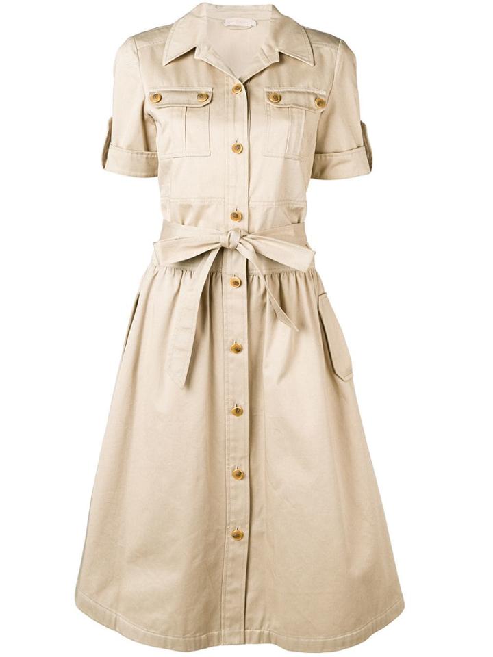 Tory Burch Flared Safari Dress - Neutrals