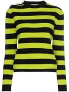Ganni Crystal Button Striped Sweater - Black