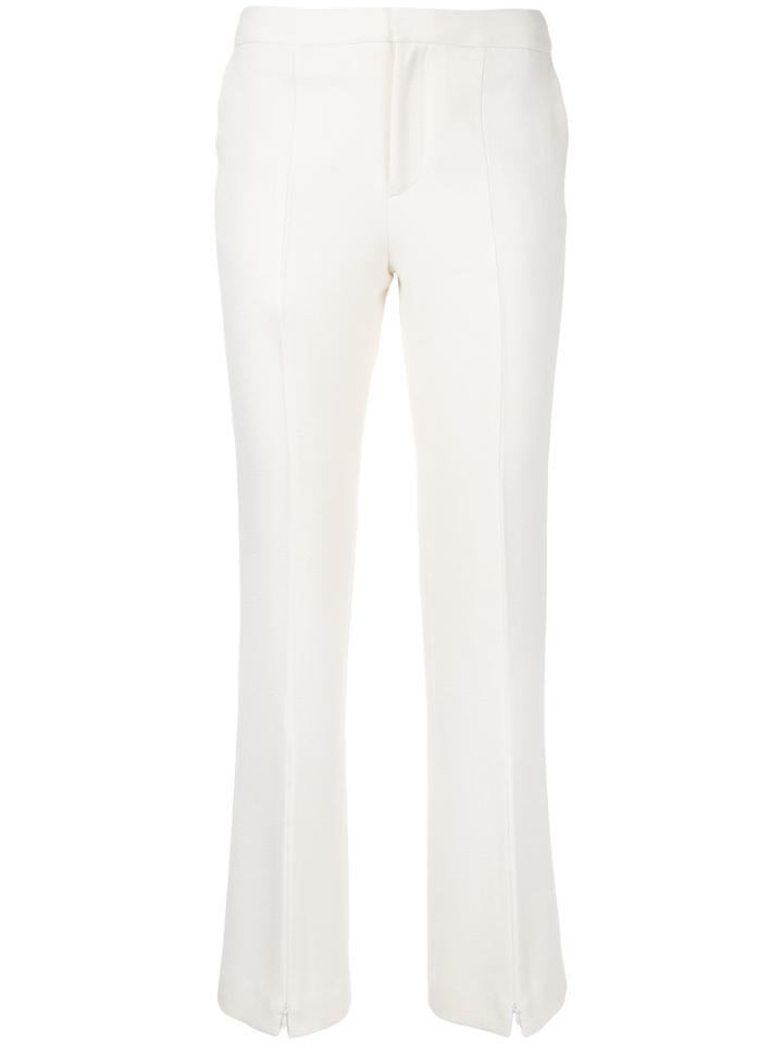 Irene - Front Slit Detail Trousers - Women - Polyester/polyurethane - 36, Women's, White, Polyester/polyurethane