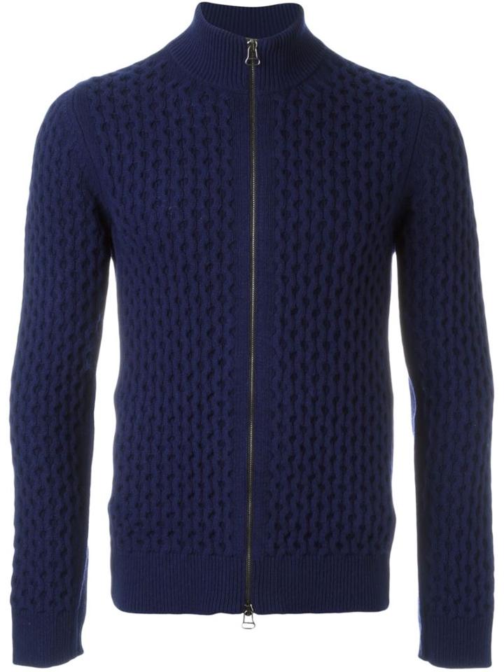 Lanvin Cable Knit Jumper, Men's, Size: Medium, Blue, Wool