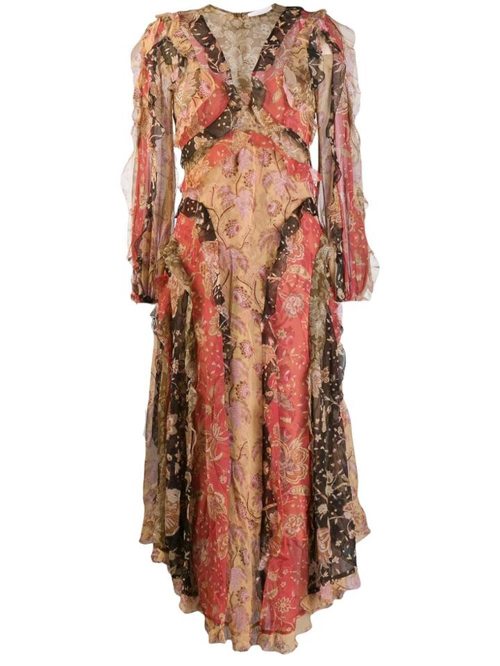 Zimmermann Floral Patchwork Dress - Orange