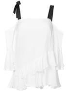 Cinq A Sept - Contrast Flared Top - Women - Silk - M, White, Silk