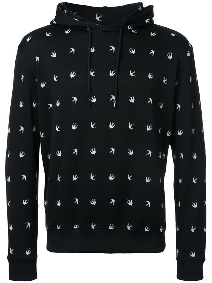 Mcq Alexander Mcqueen Swallow Drawstring Hoodie - Black