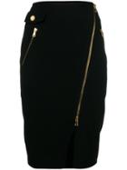 Moschino Vintage Zip-detail Fitted Skirt - Black