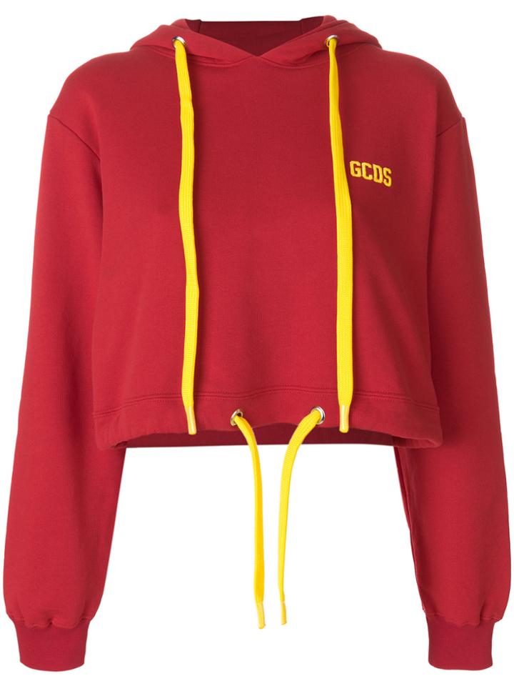 Gcds Logo Print Hooded Sweatshirt - Red
