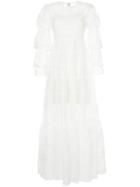 Huishan Zhang Ribbon Detail Lace Gown - White