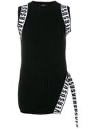 Versus Sleeveless Ribbed Logo Sweater - Black