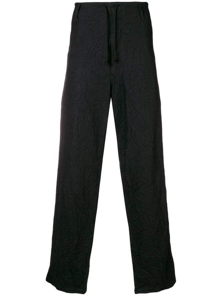 Yohji Yamamoto Wrinkled Relaxed Trousers - Black