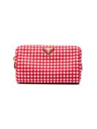 Prada Red Gingham Cotton Pouch