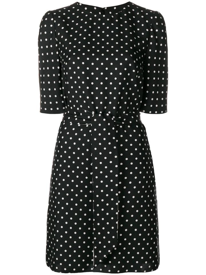 Talbot Runhof Dotted Tie Waist Dress - Black