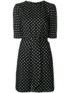 Talbot Runhof Dotted Tie Waist Dress - Black
