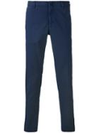 Incotex Cropped Tapered Trousers, Men's, Size: 50, Blue, Cotton/spandex/elastane